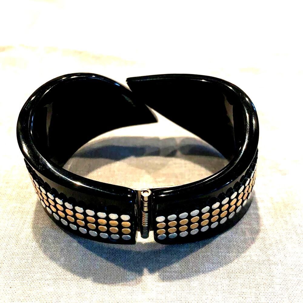 Studded Plastic Black cuff, Vintage - Picture 2 of 3
